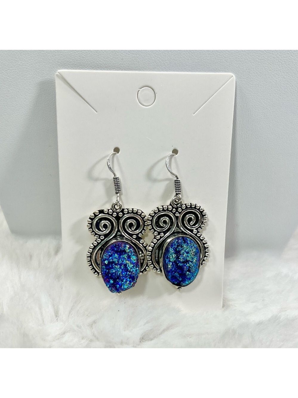 Titanium Druzy 925 Pendant & Earrings Set - Picture 8 of 15